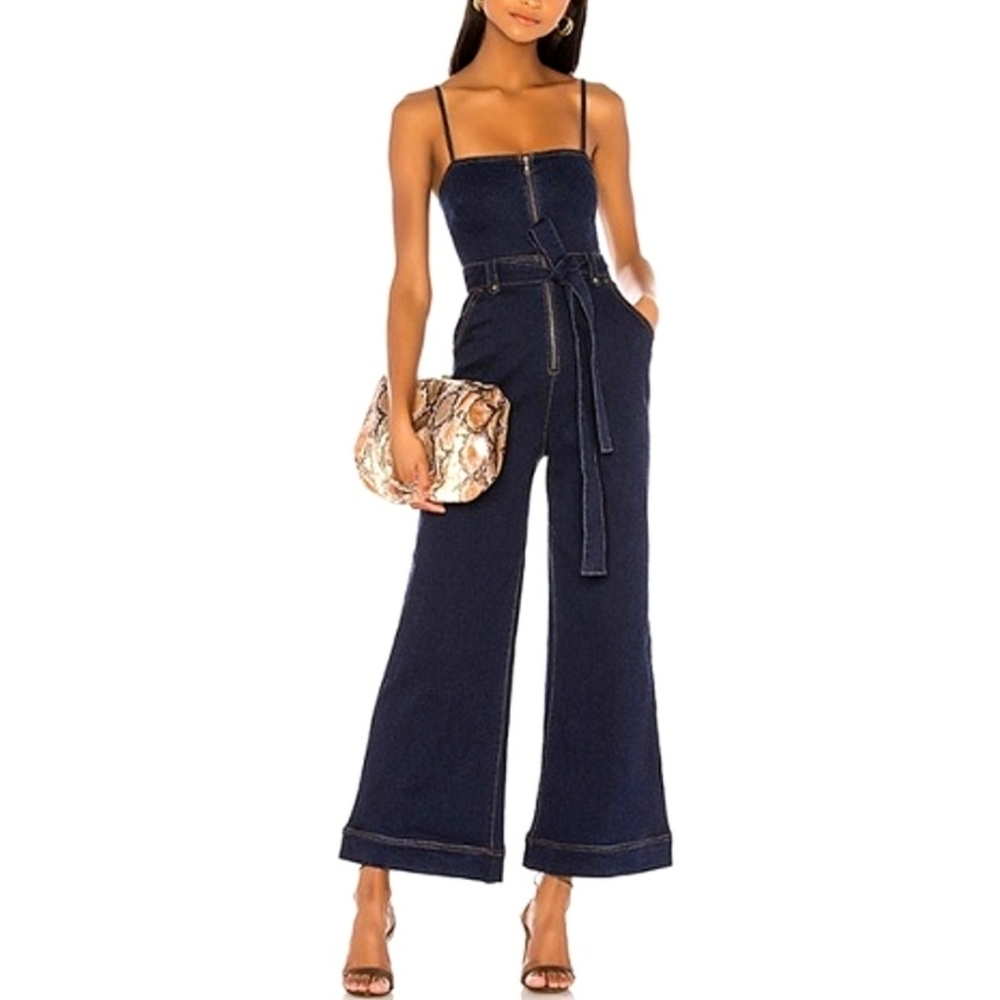 Lovers and Friends / Revolve Thomas Jumpsuit in Dark Denim Wide Leg NWT, Large